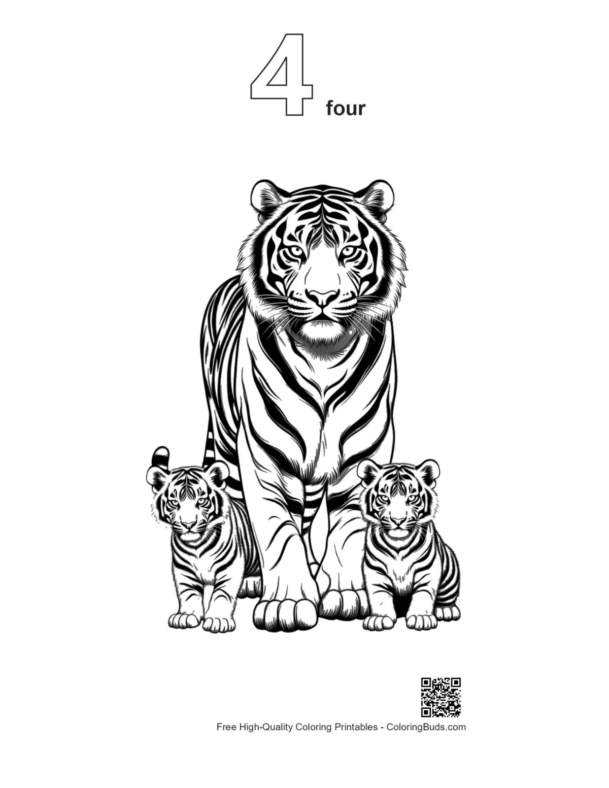 Tiger mom cubs coloring page #4