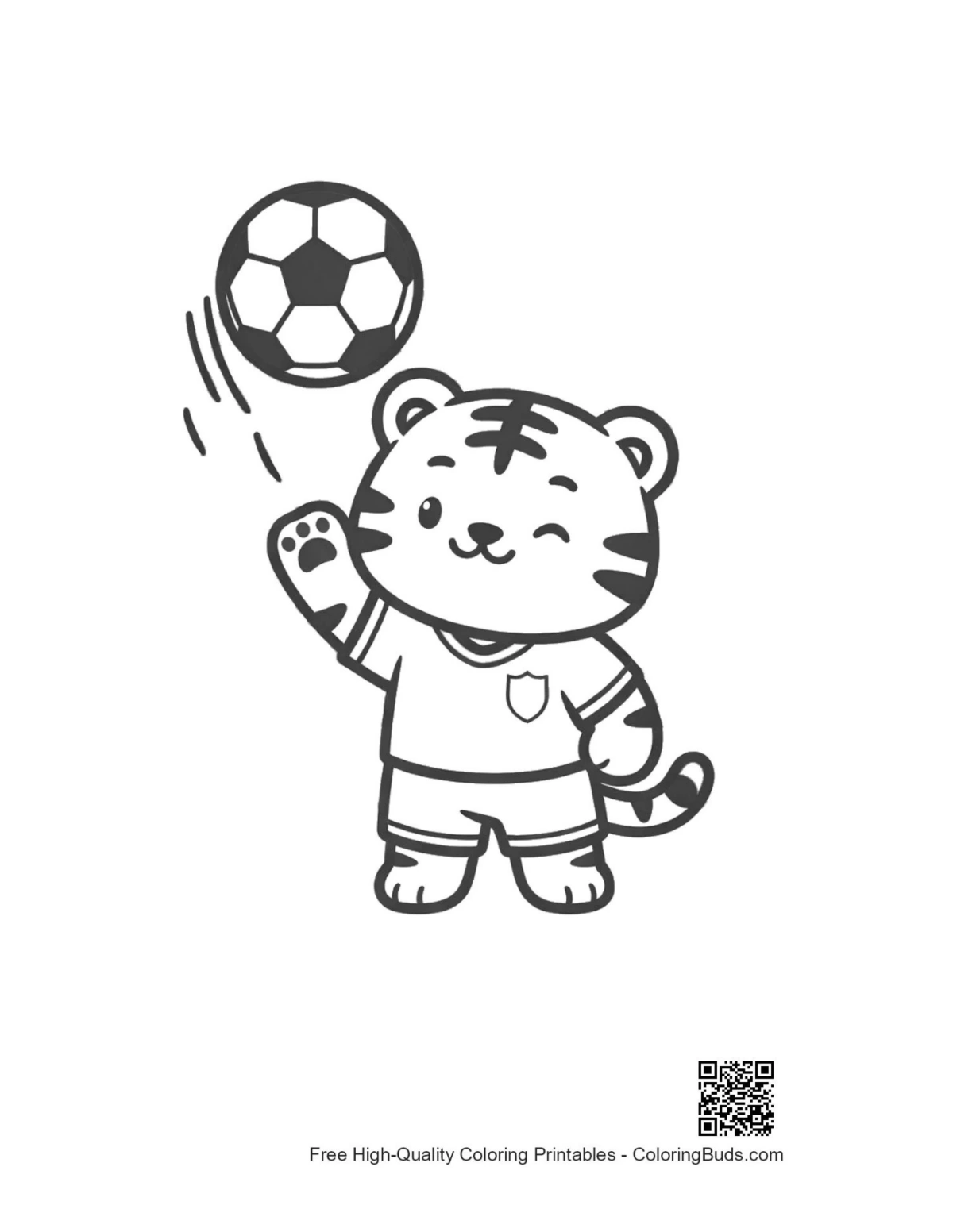 Cute baby white tiger cub ready to kick soccer ball