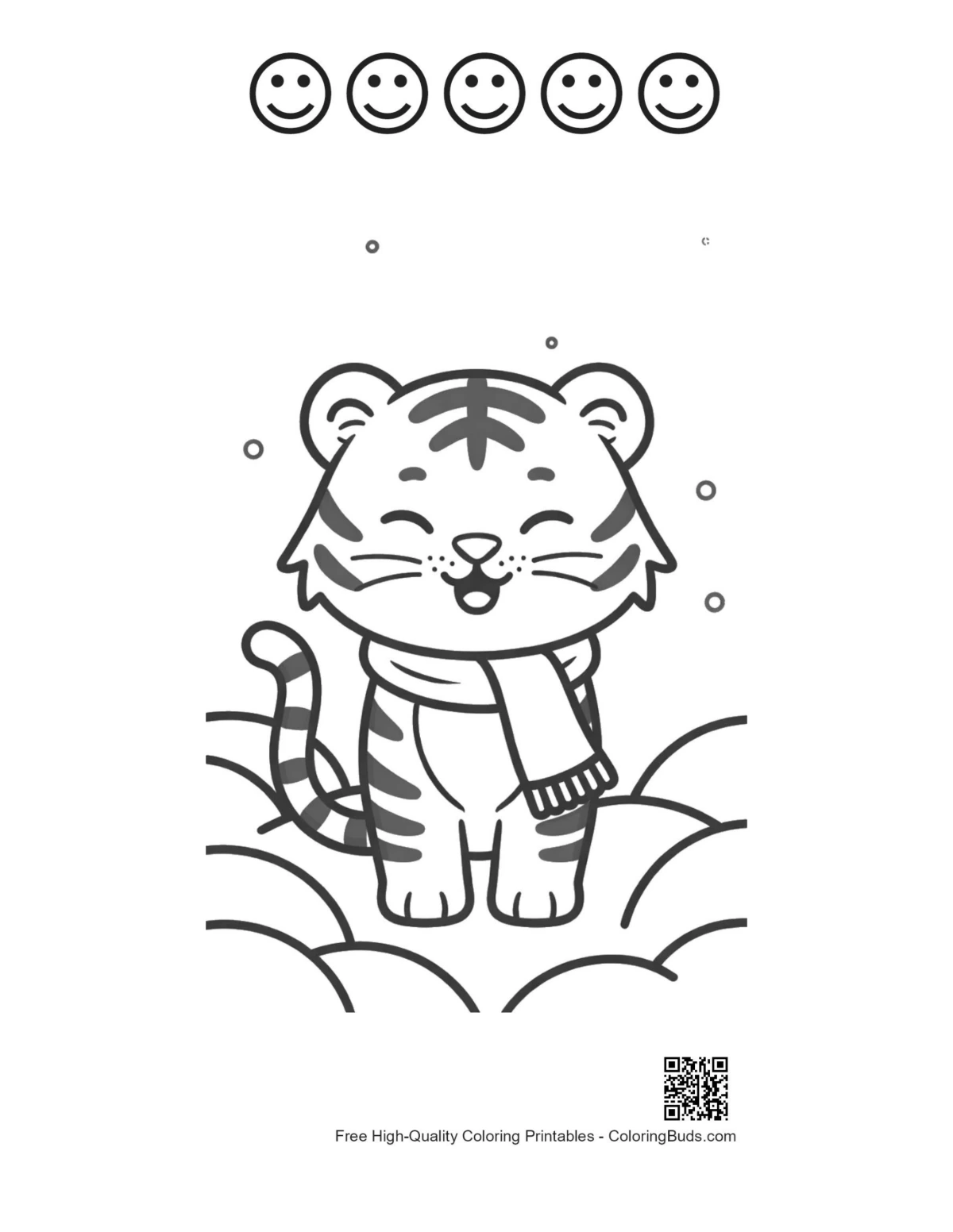 Tiger cub snow printable 5 happy faces