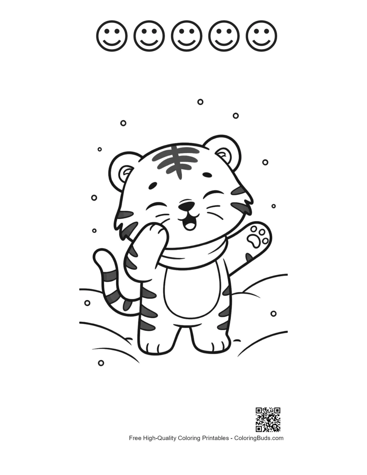White tiger cub sweater with happy faces outline