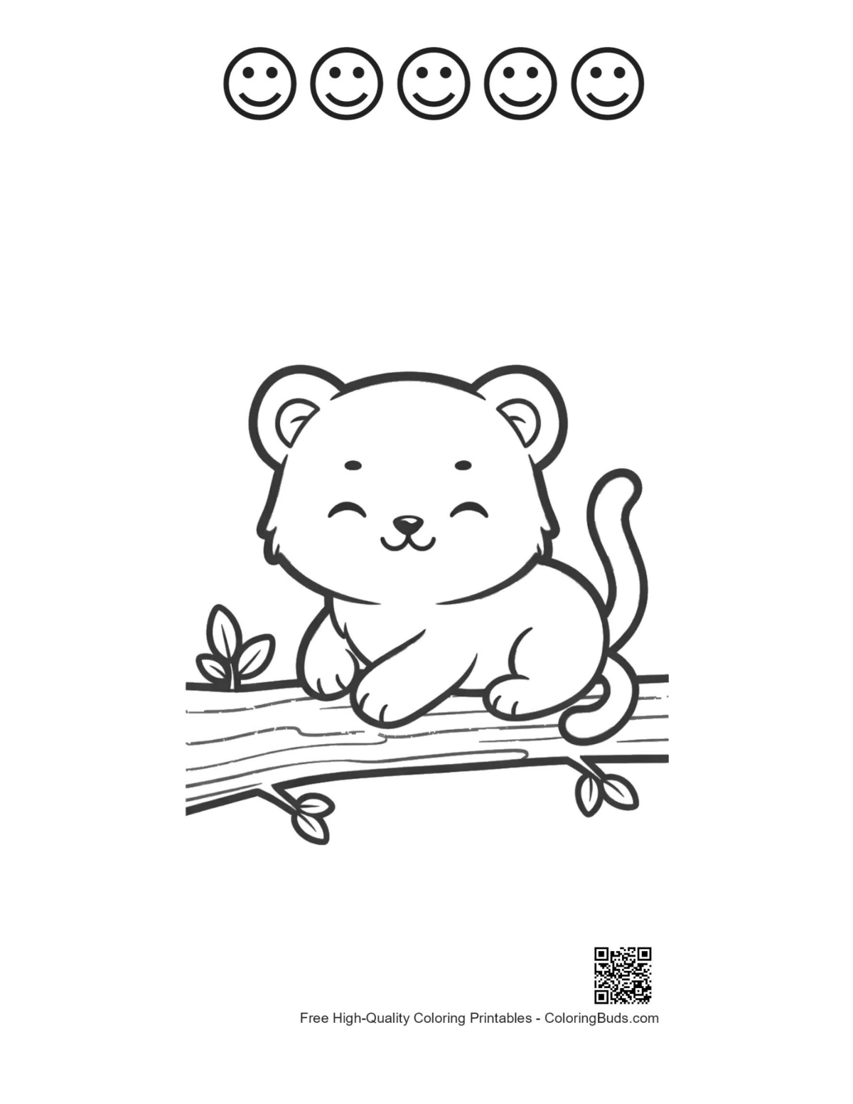 White tiger cub with happy faces outline