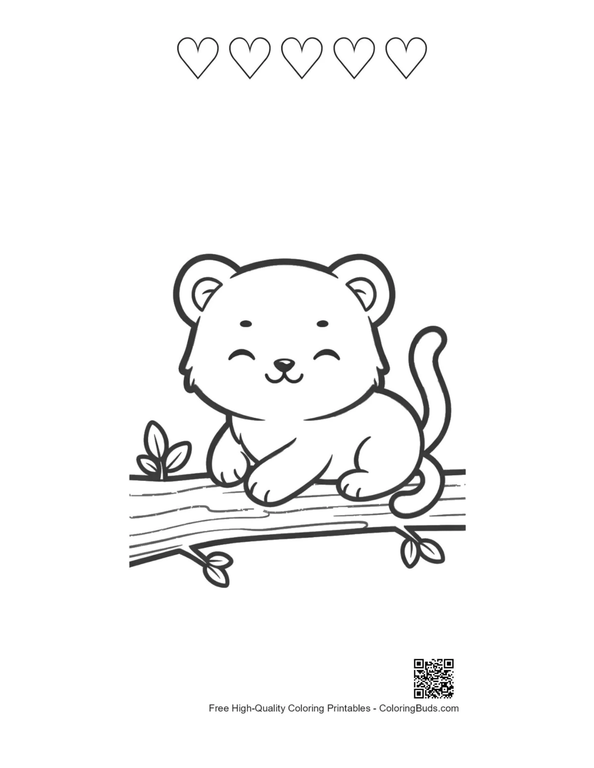 Tiger cub log printable heart outlines