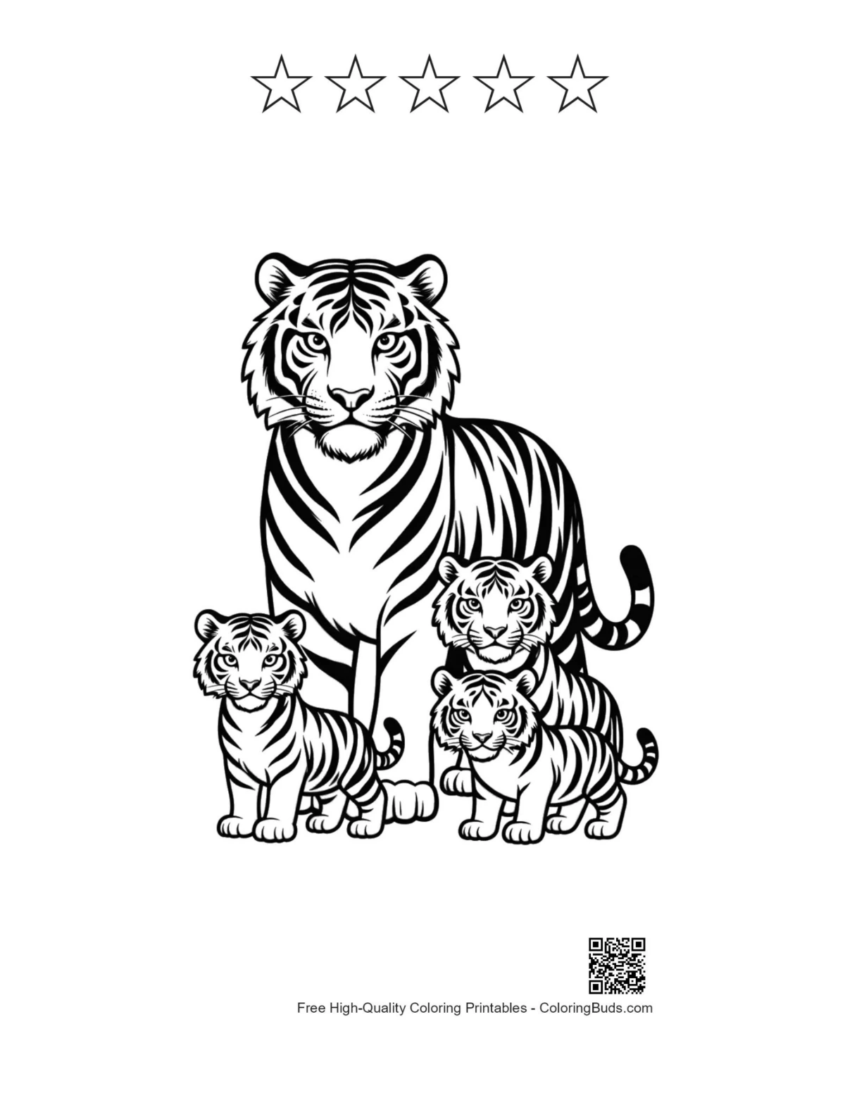 White tiger mother cubs with 5 stars outline
