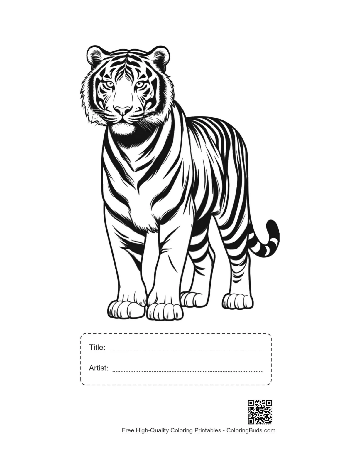 Majestic white tiger printable with title artist box