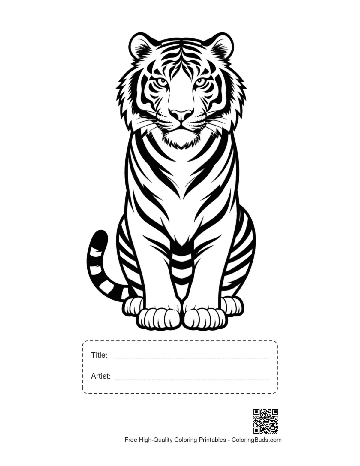 White tiger portrait printable with title box