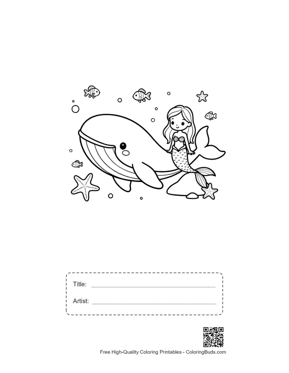 Blue whale printable with title artist box