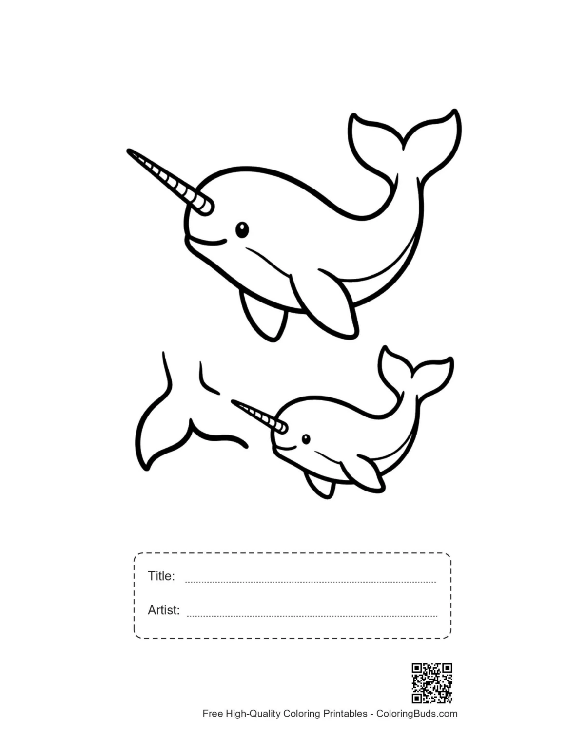 Narwhal duo printable with title and artist box