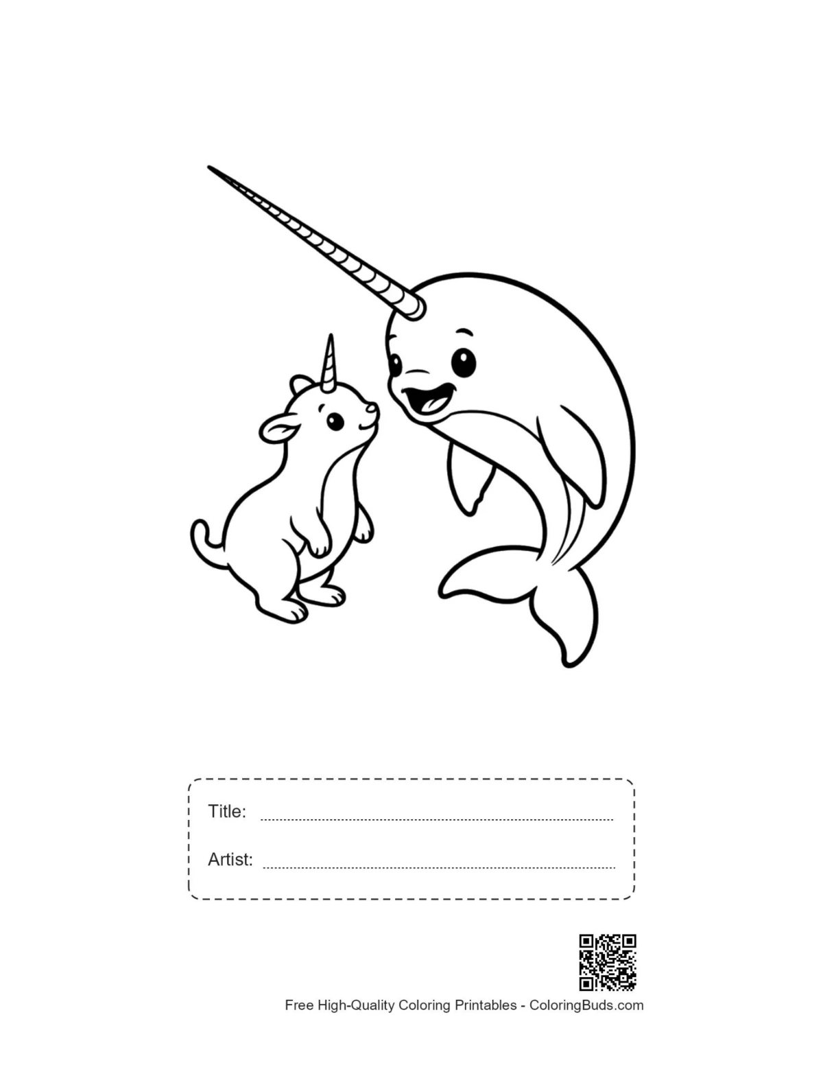 Narwhal baby goat printable with title artist box