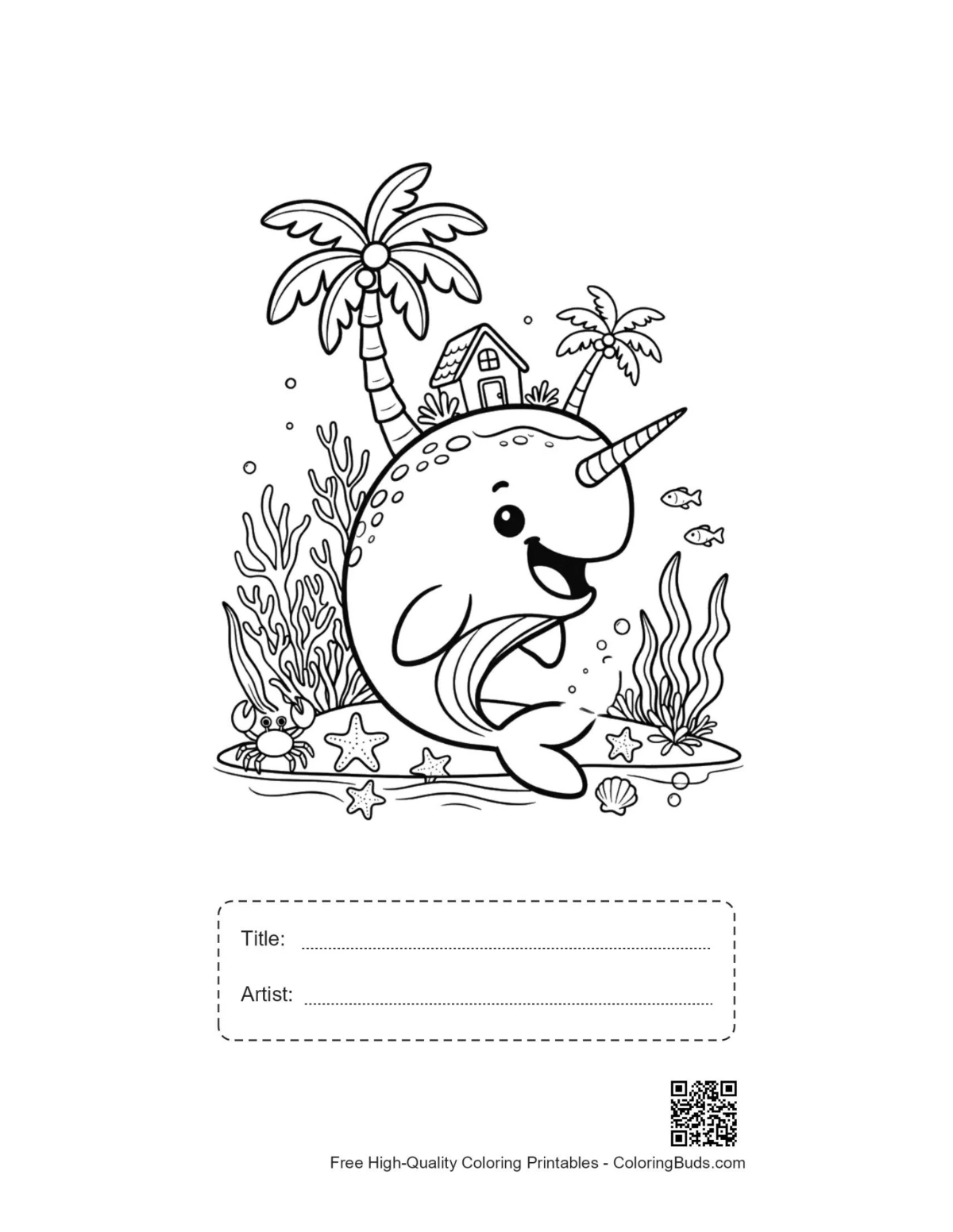 Narwhal printable with title artist box