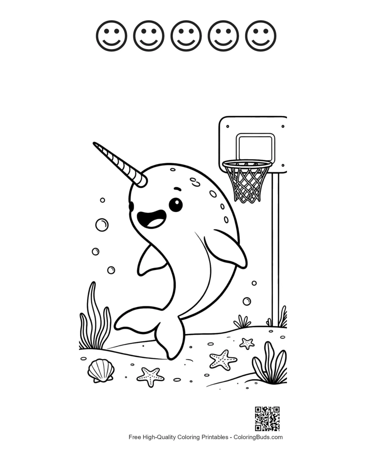 Narwhal goal page with 5 happy faces