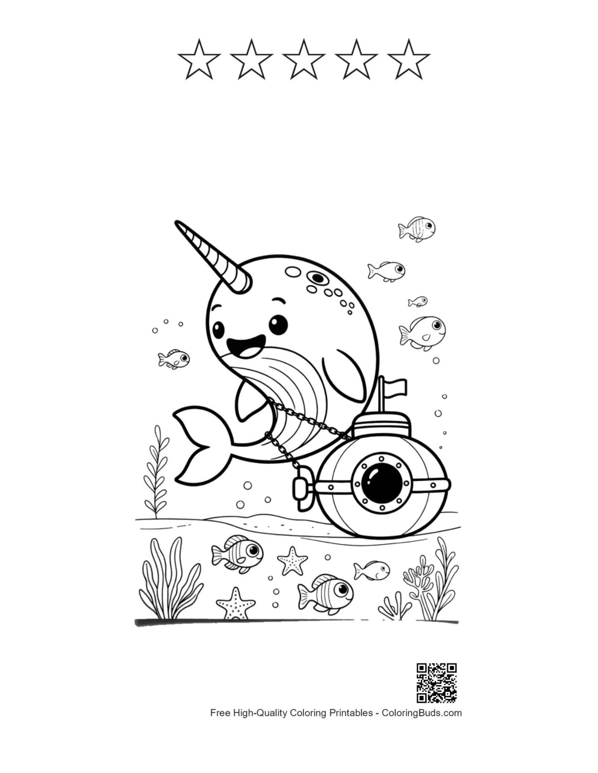 Narwhal submarine with 5 stars outline