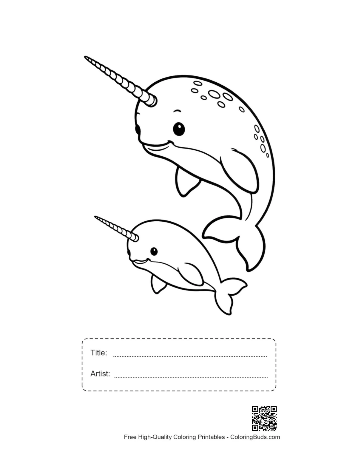 Playful mom narwhal printable with title artist box