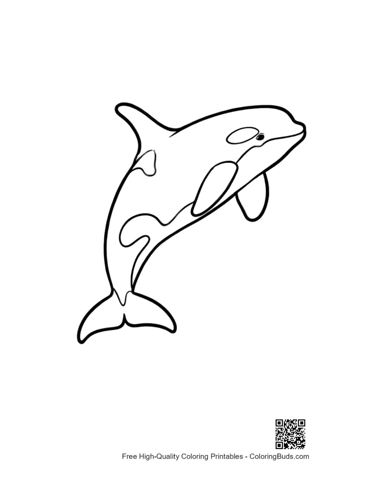 Leaping orca whale line art printable