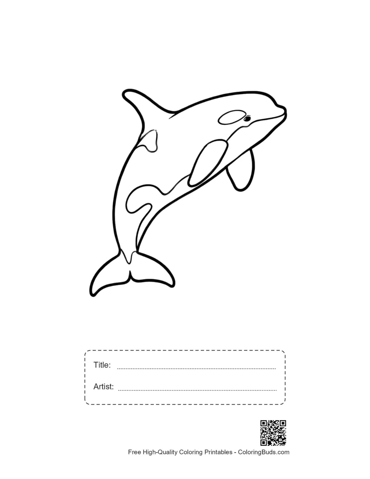Leaping orca printable with title artist box