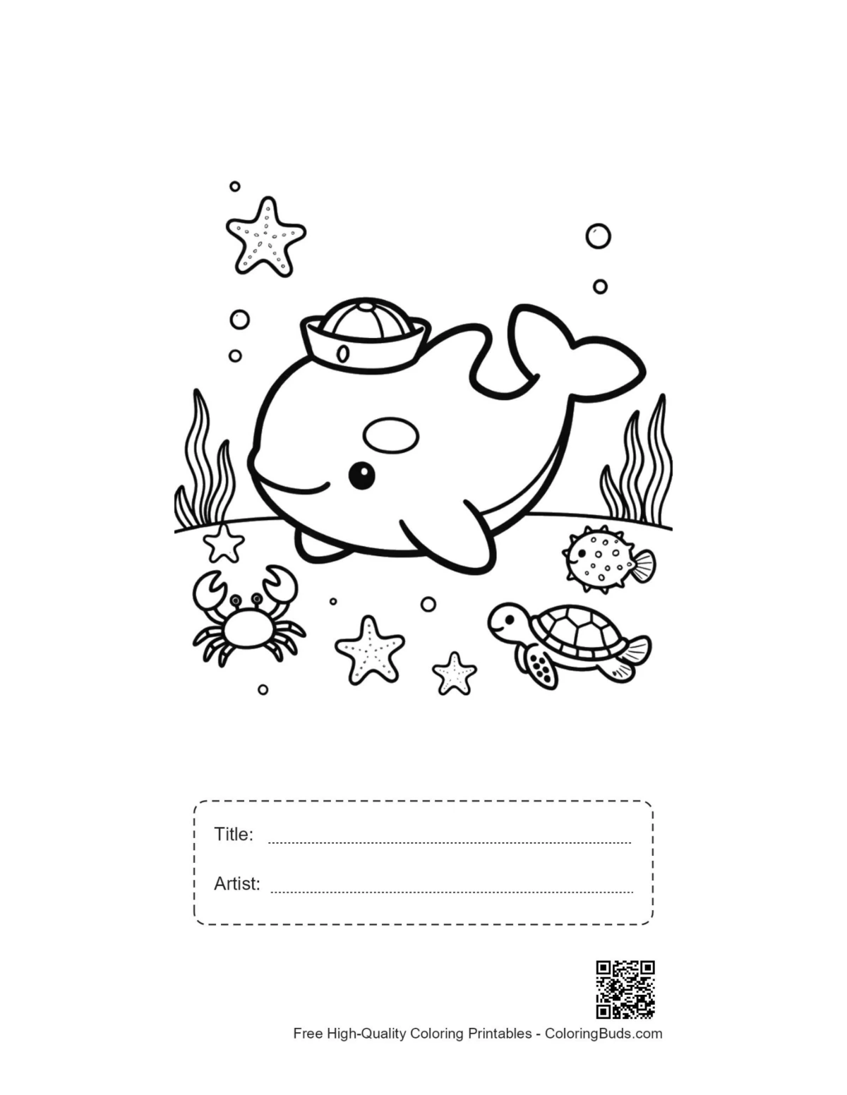 Little sailor orca printable with title box