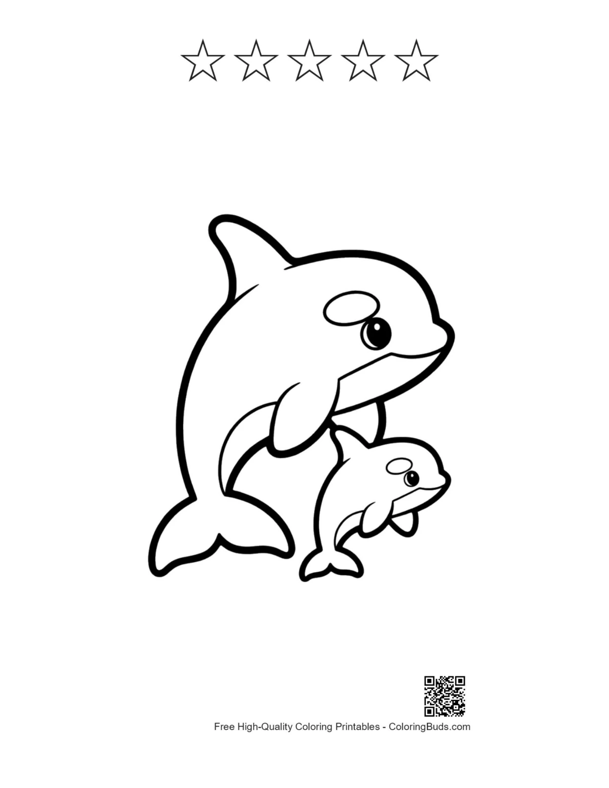 Orca printable with 5 stars outline