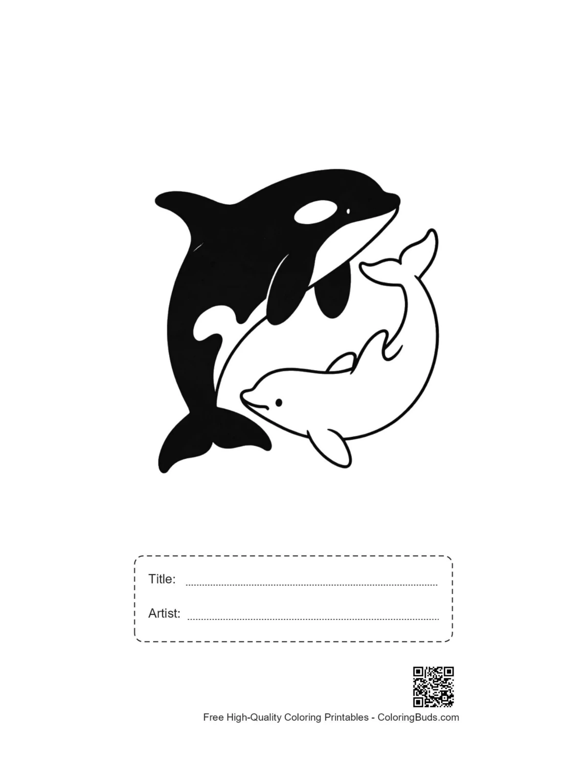 Orca Dolphin Yin-Yang printable with title box