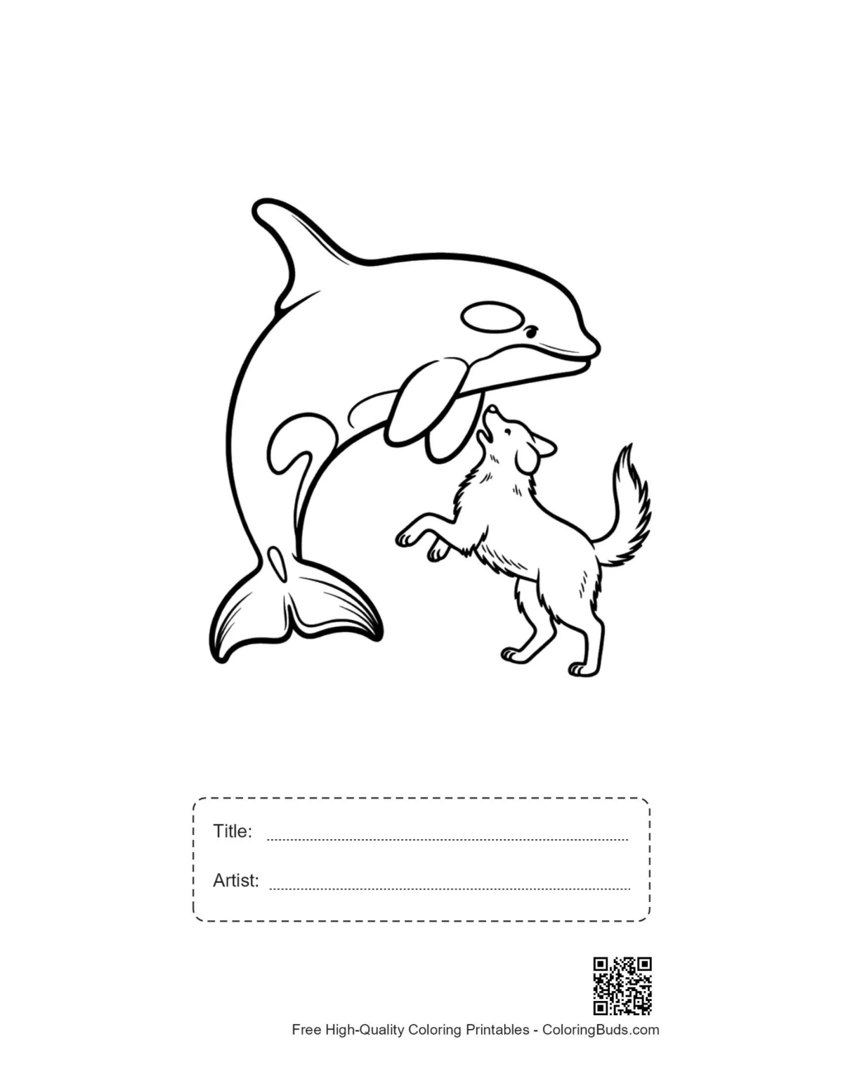 Orca puppy embrace printable with title artist box