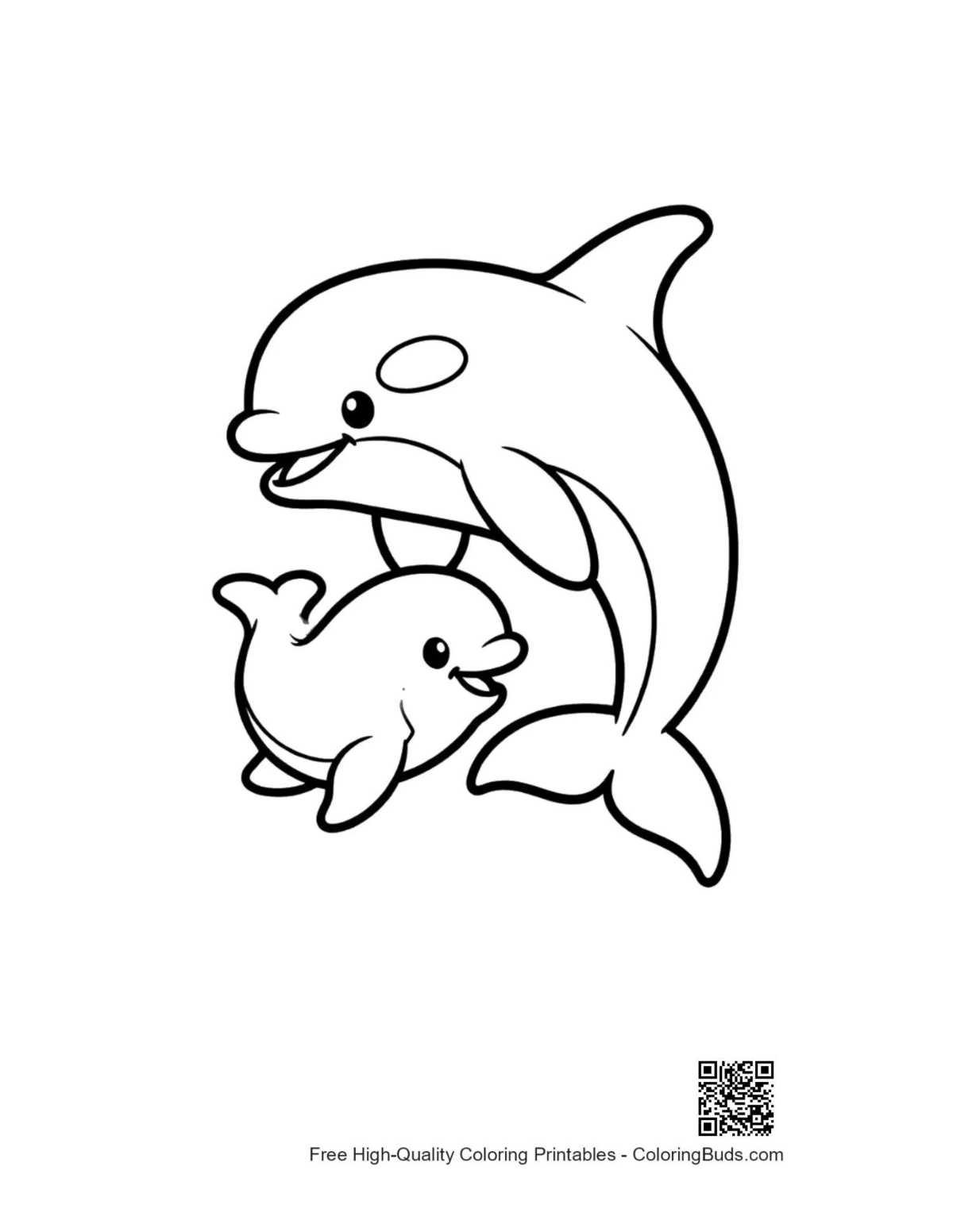 Orca mother and calf leaping joyfully artwork