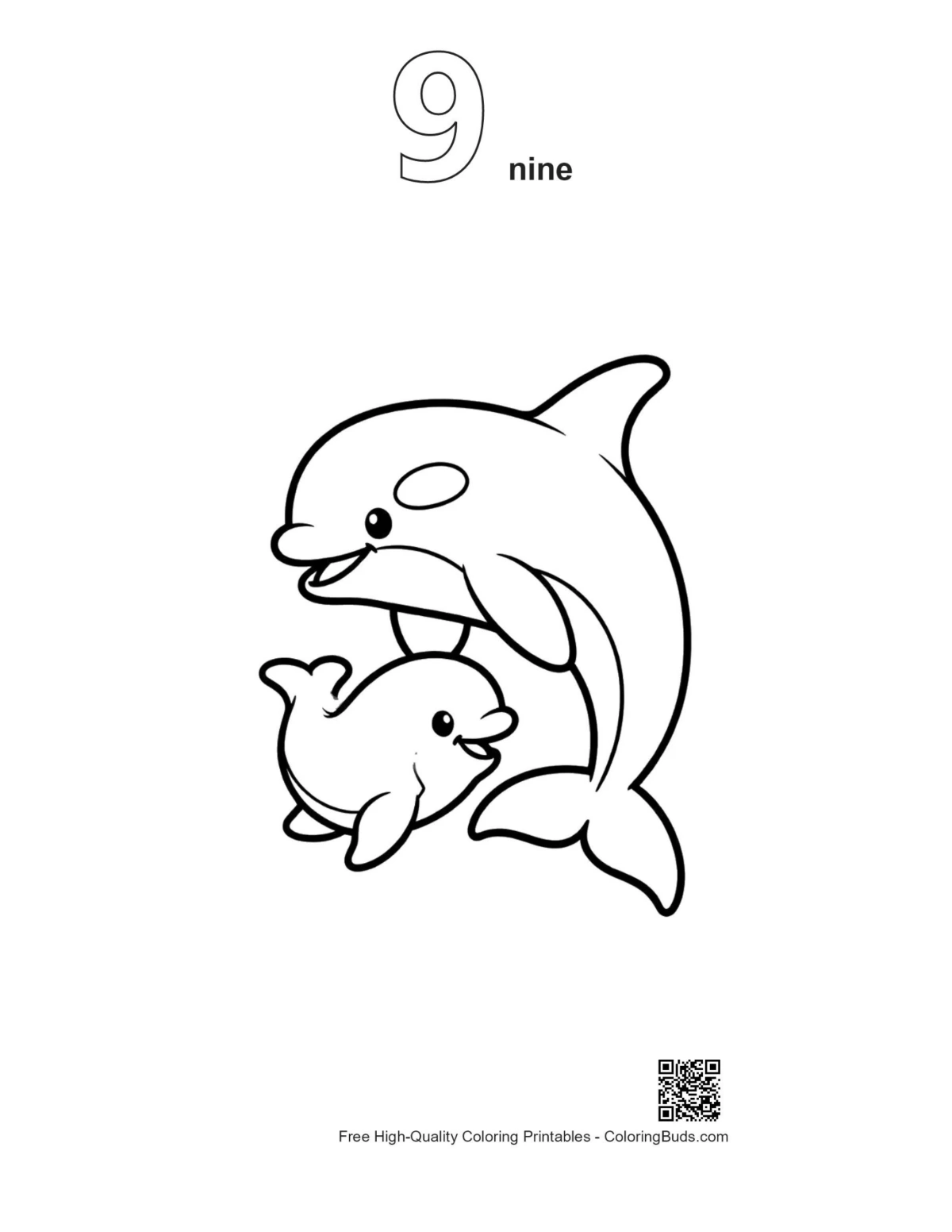 Orca leaping outline with number 9 design