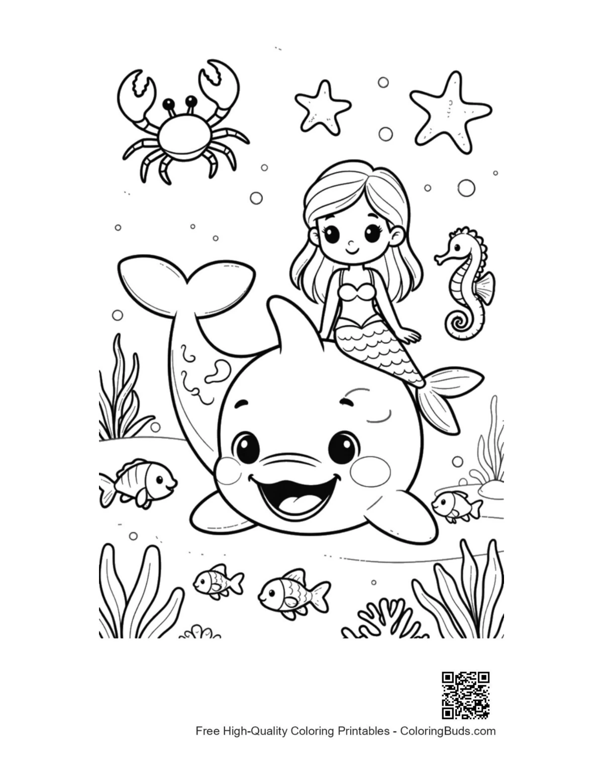 Black and white orca printable coloring page