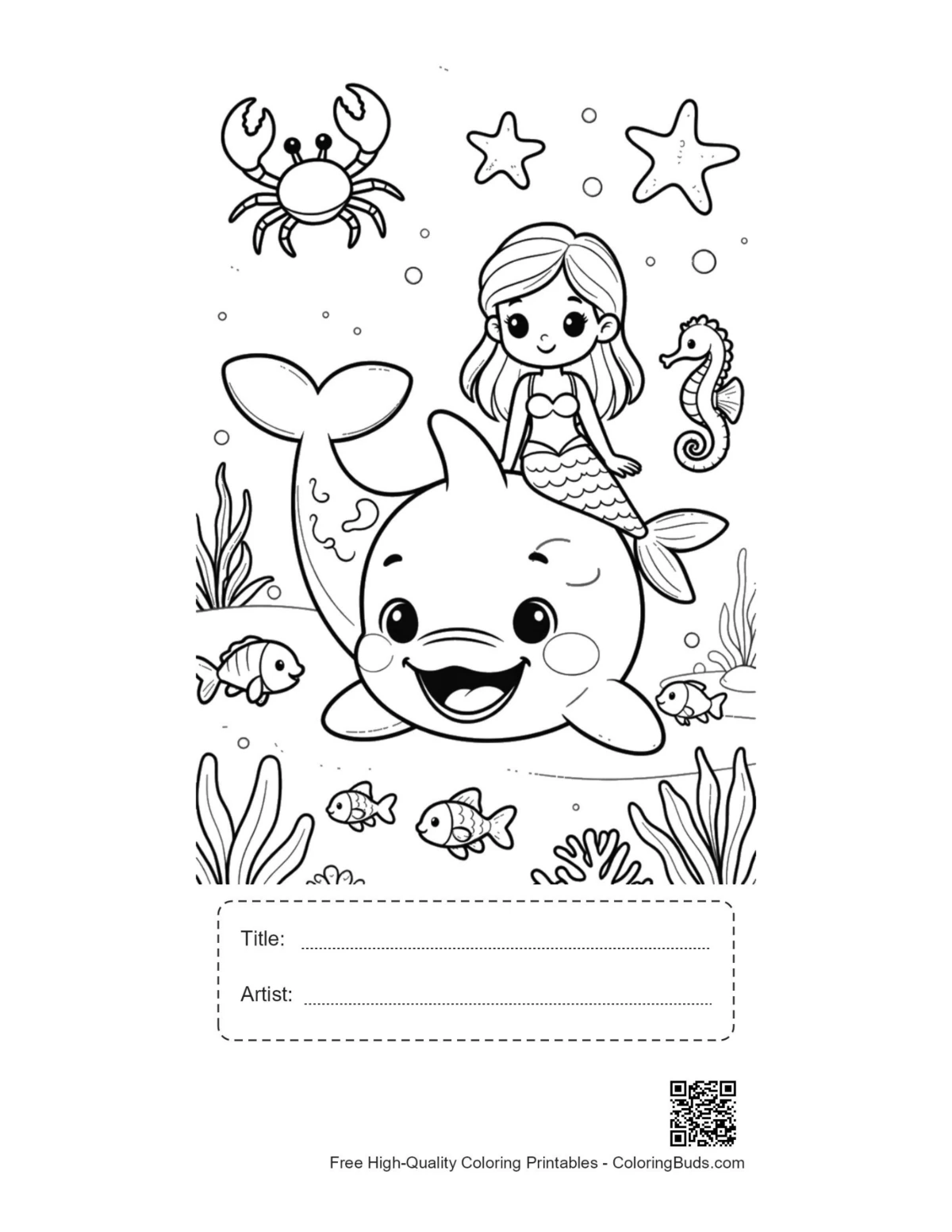 Orca printable sheet with title and artist signature box
