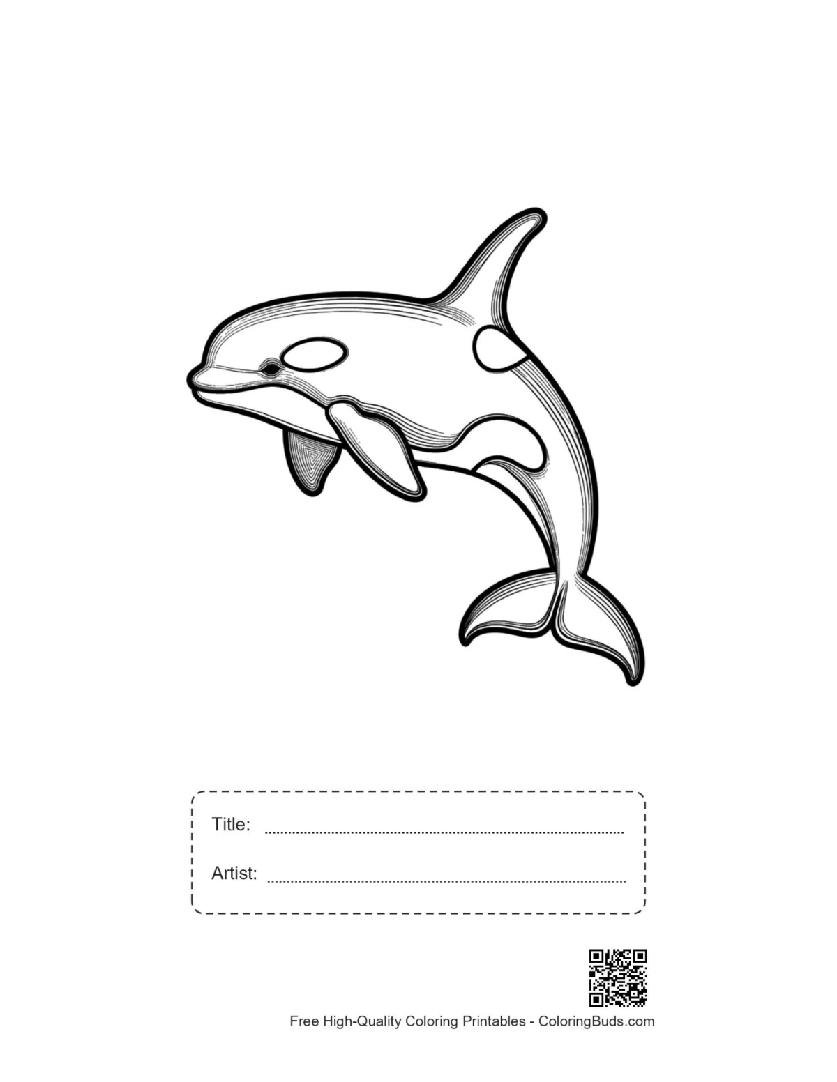 Orca printable with title and artist box outline