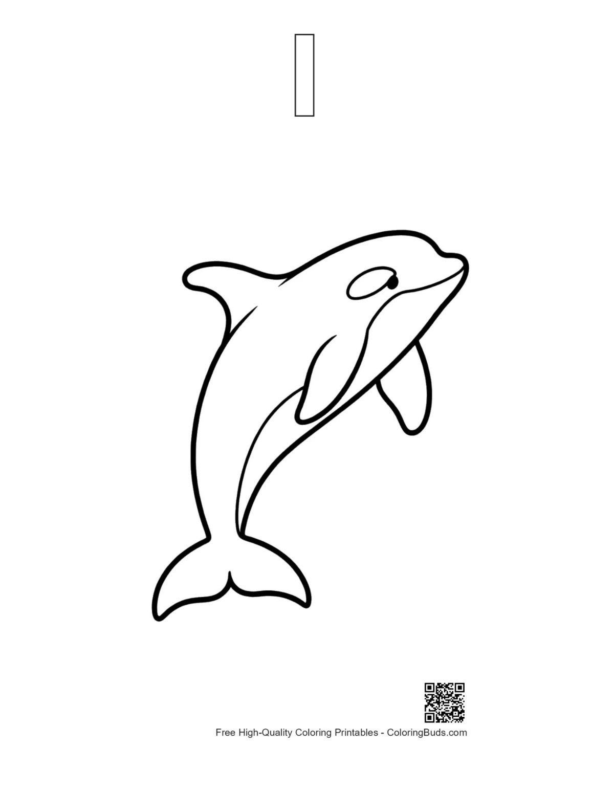 Orca outline with alphabet I printable