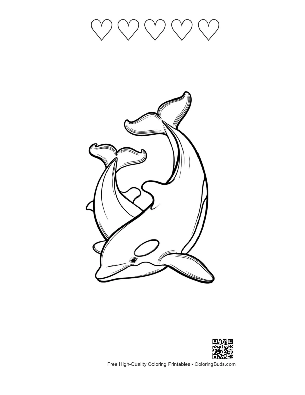 Orca entwined dance 5 heart outline printable