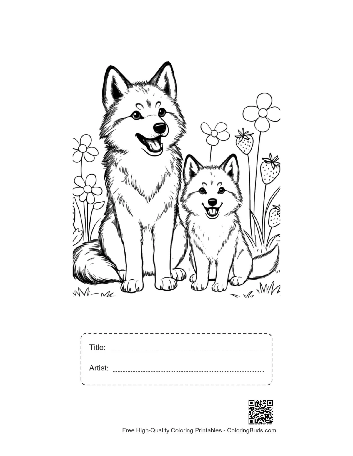Howling wolf printable with title artist box
