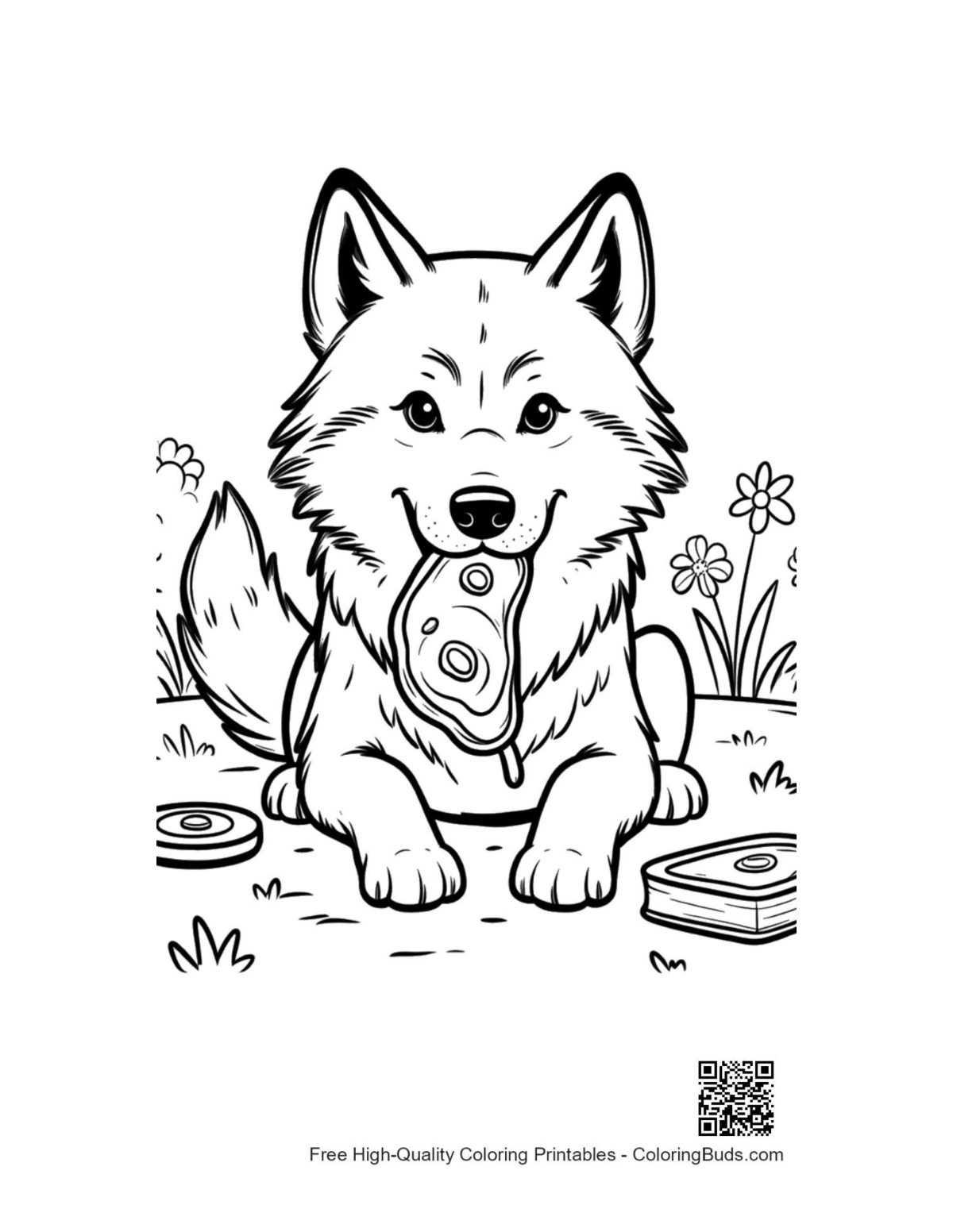 Free gray wolf coloring page printable
