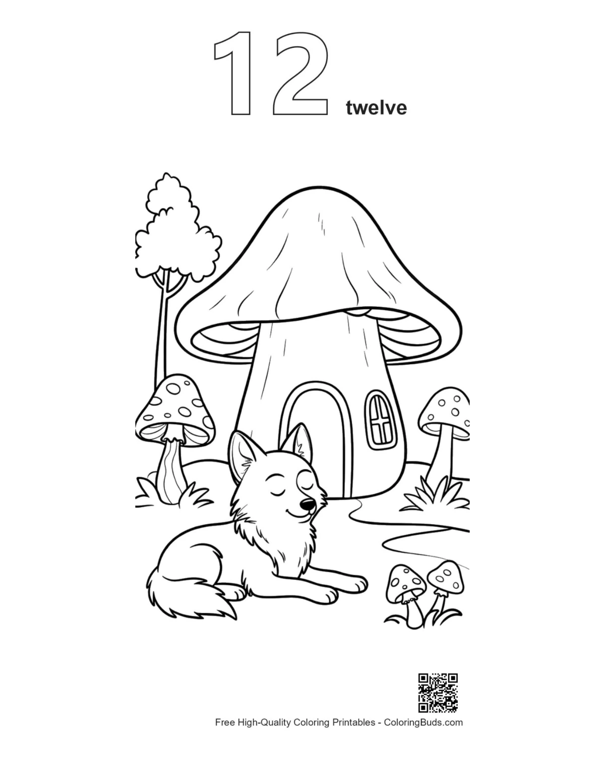 Gray wolf coloring sheet number 12 outline