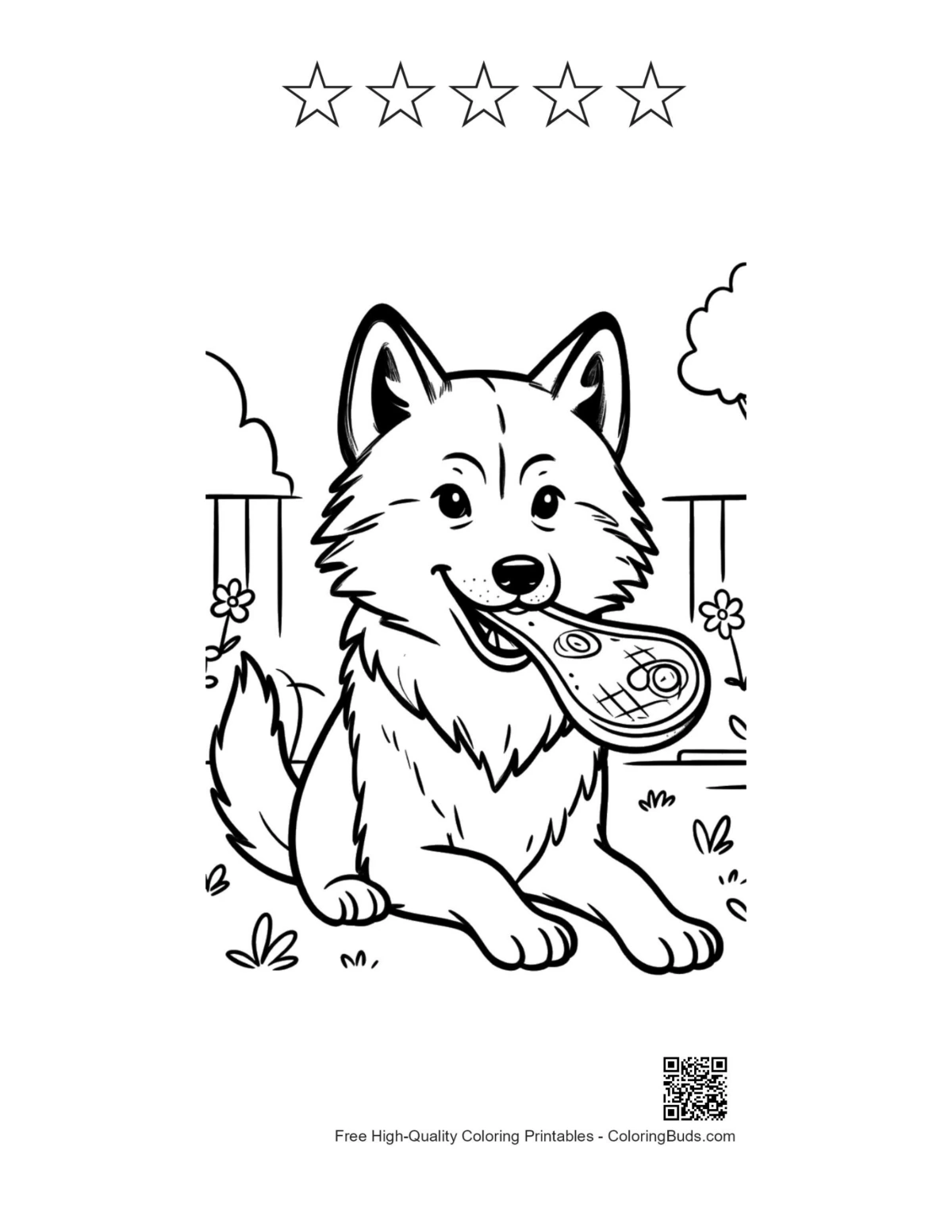 Gray wolf with 5 stars printable