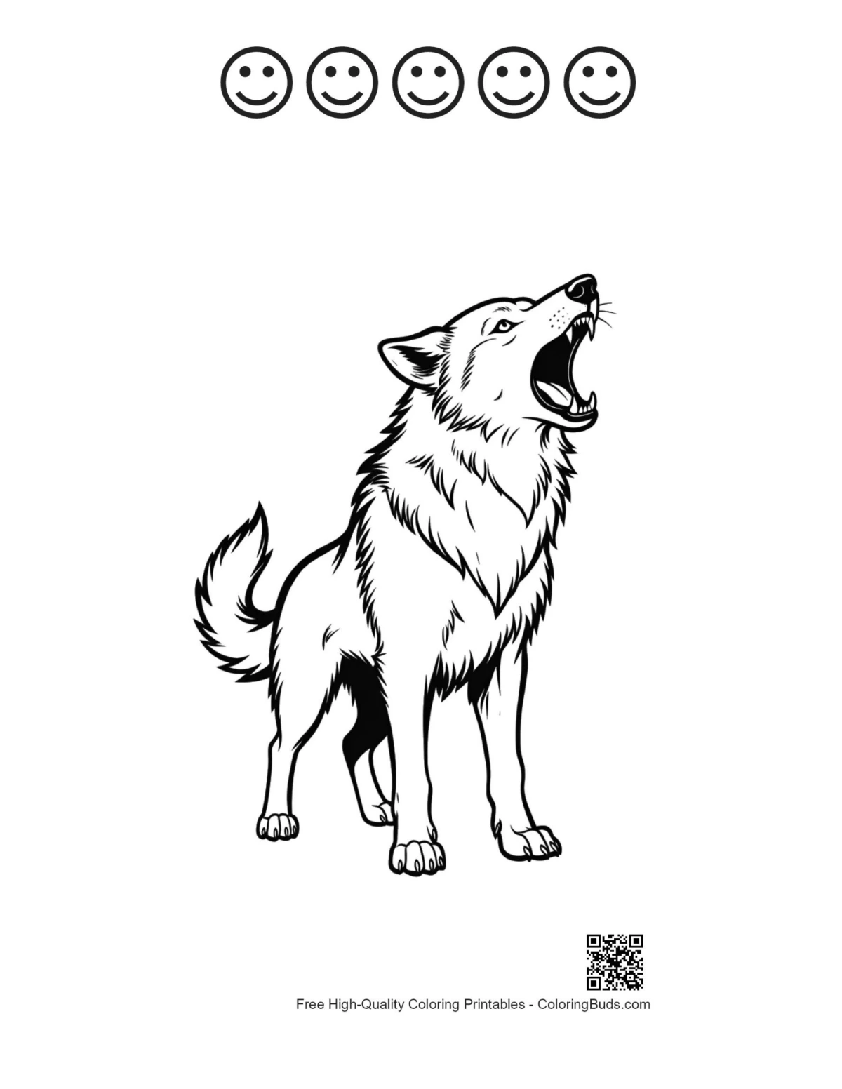 Howling wolf art with happy faces