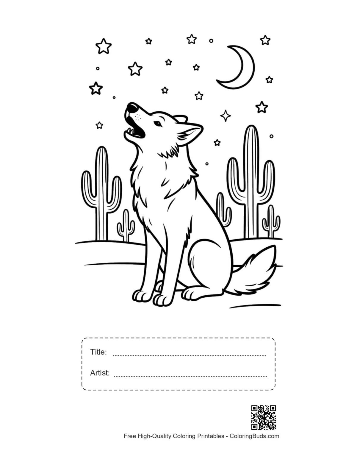 Howling wolf desert printable with title artist box