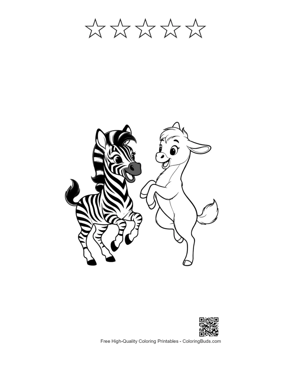 Zebra dance printable with 5 stars outline