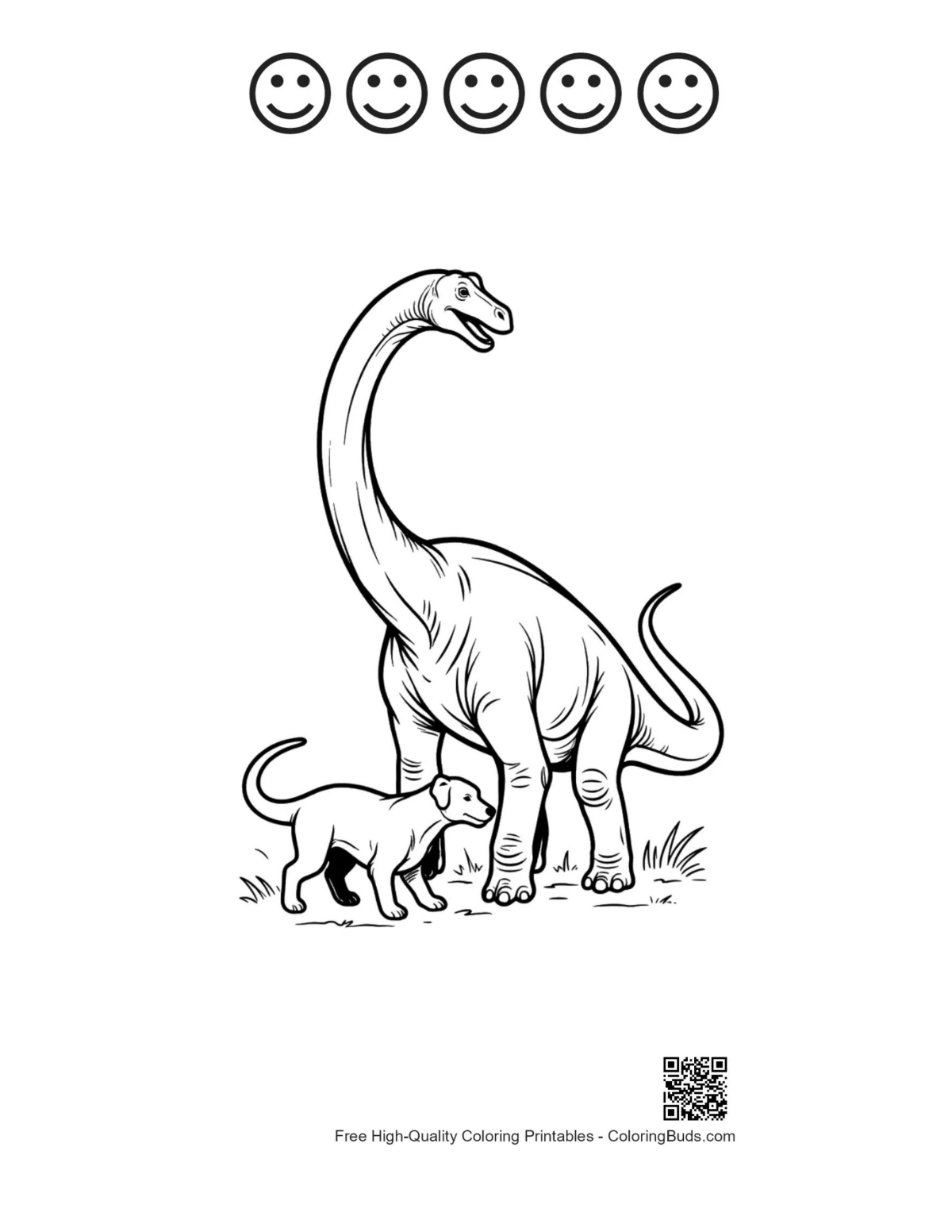 Brachiosaurus puppy printable with happy faces