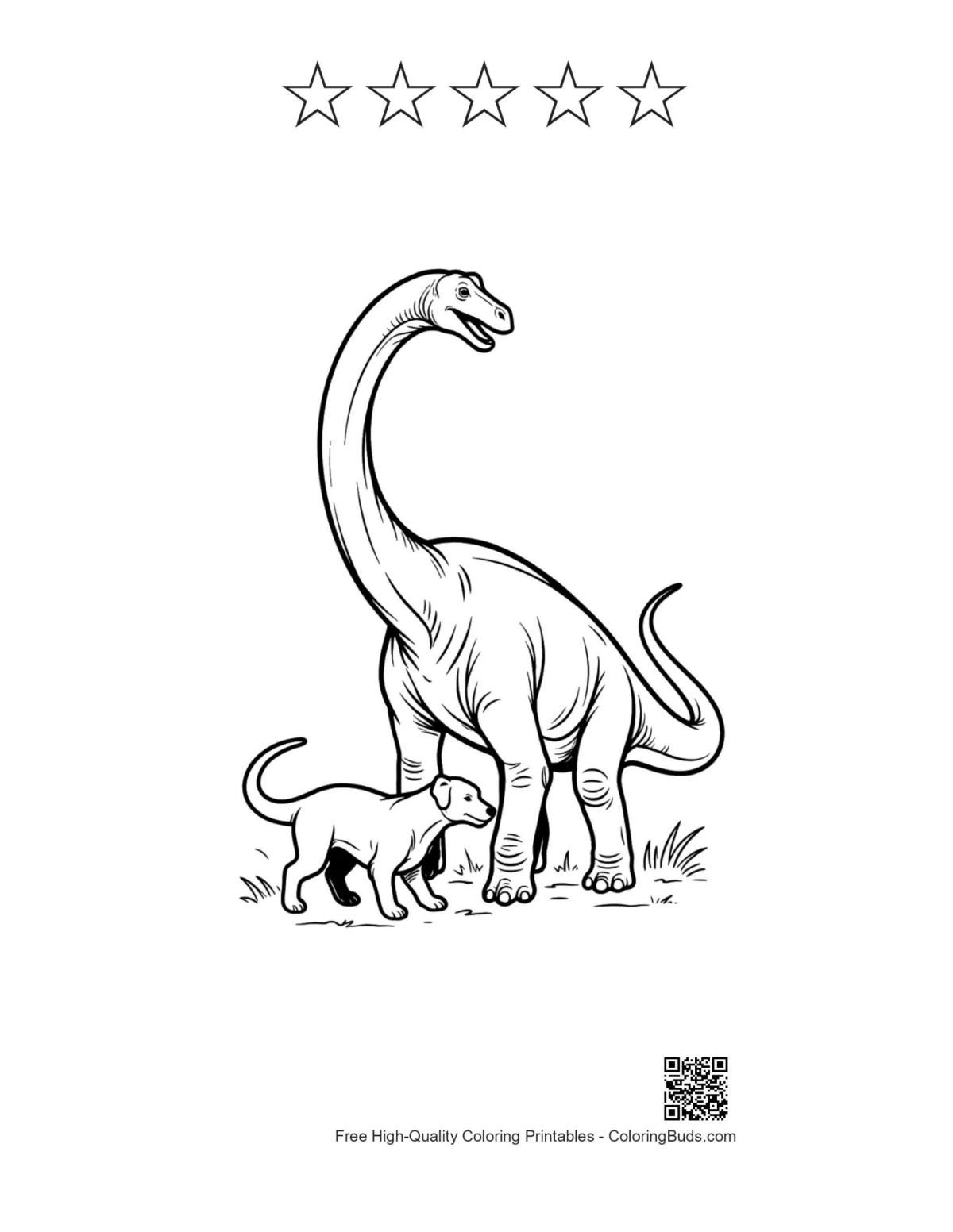 Brachiosaurus puppy printable with star outlines
