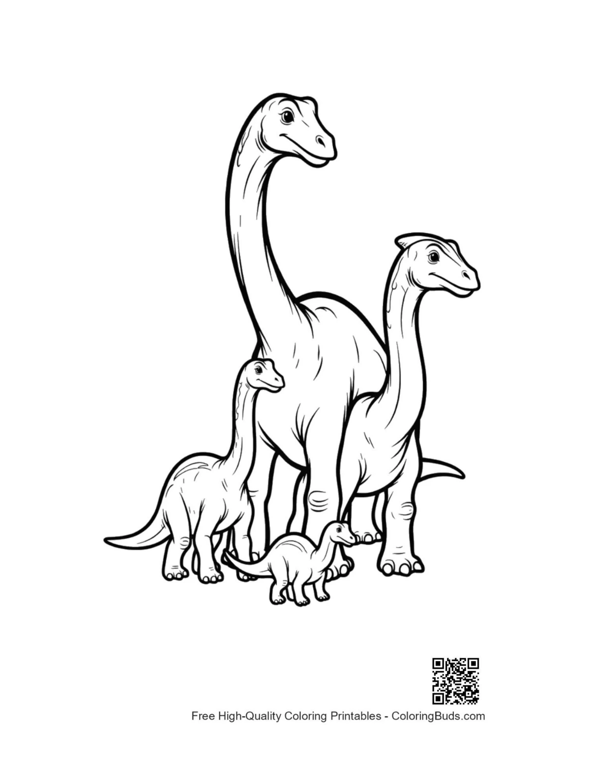 Brachiosaurus family outline printable for coloring