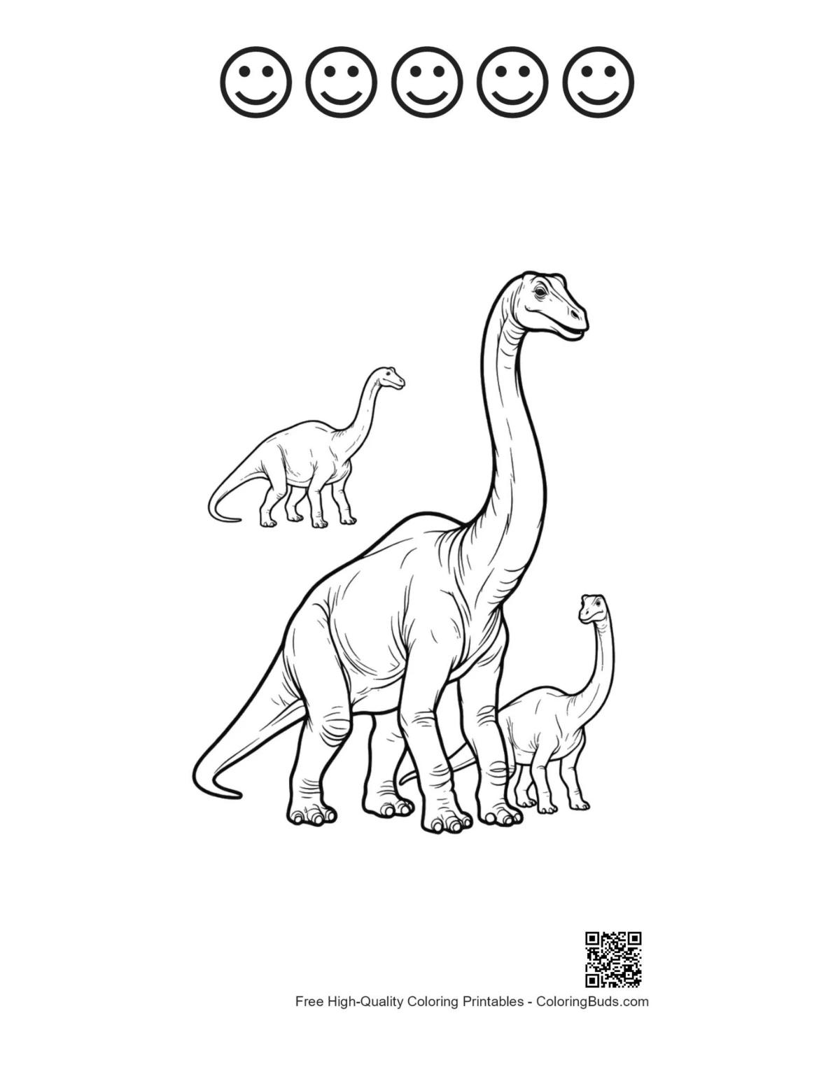 Brachiosaurus family happy faces outline printable