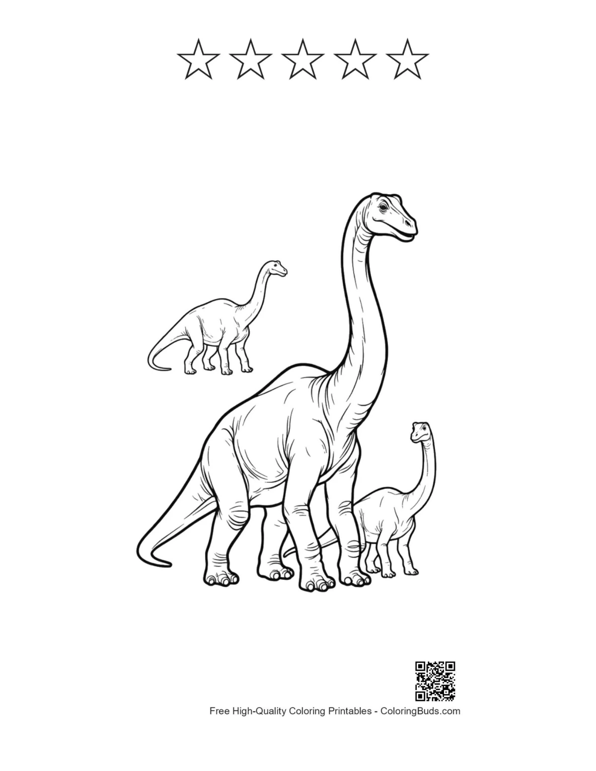 Brachiosaurus family with star outlines printable