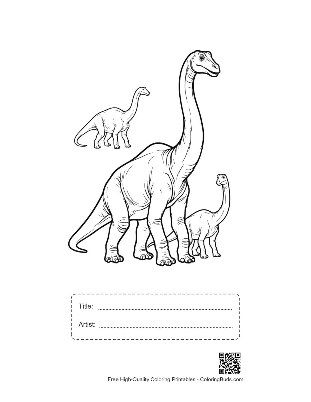 Brachiosaurus family printable with title box