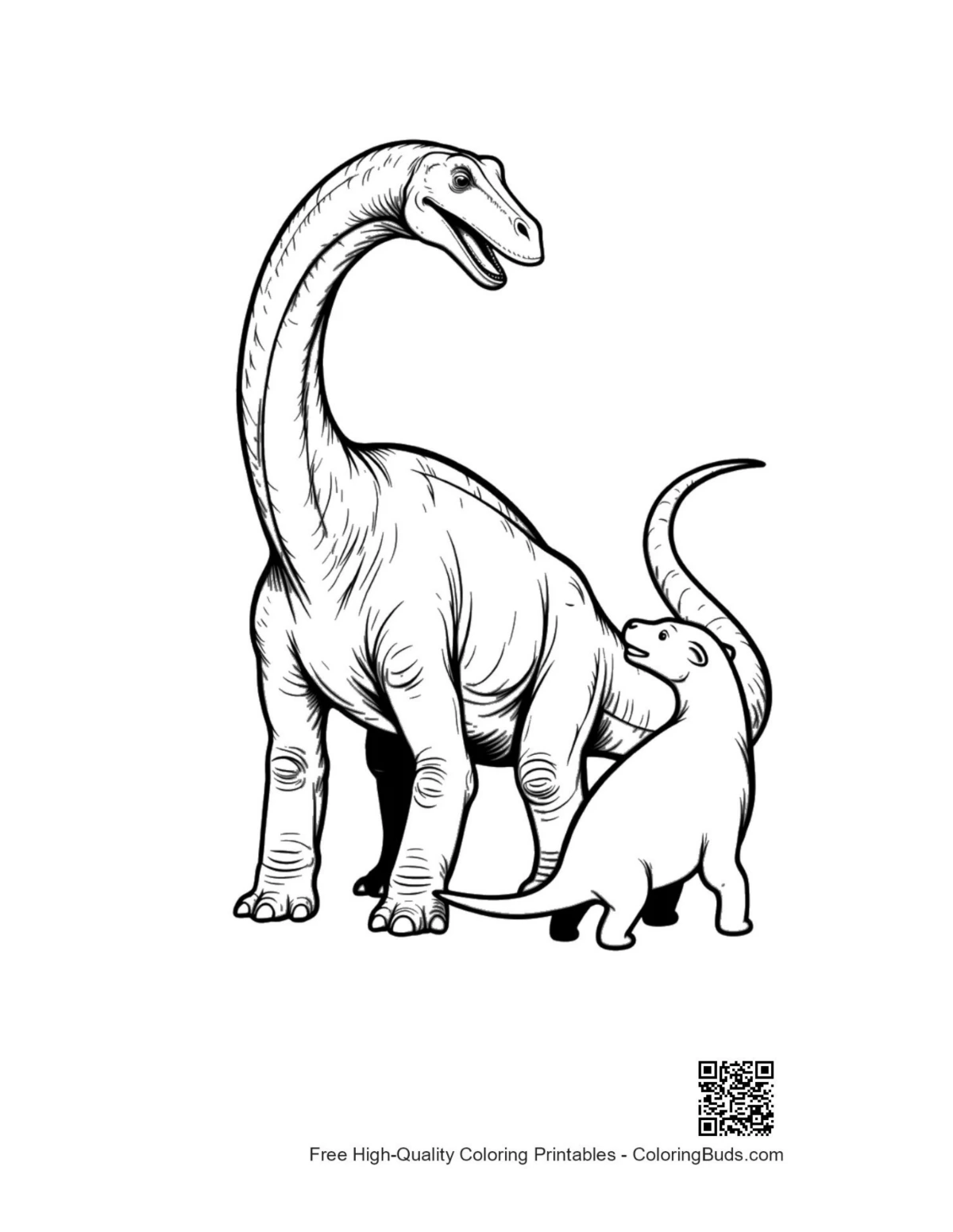 Brachiosaurus mother and baby coloring printable
