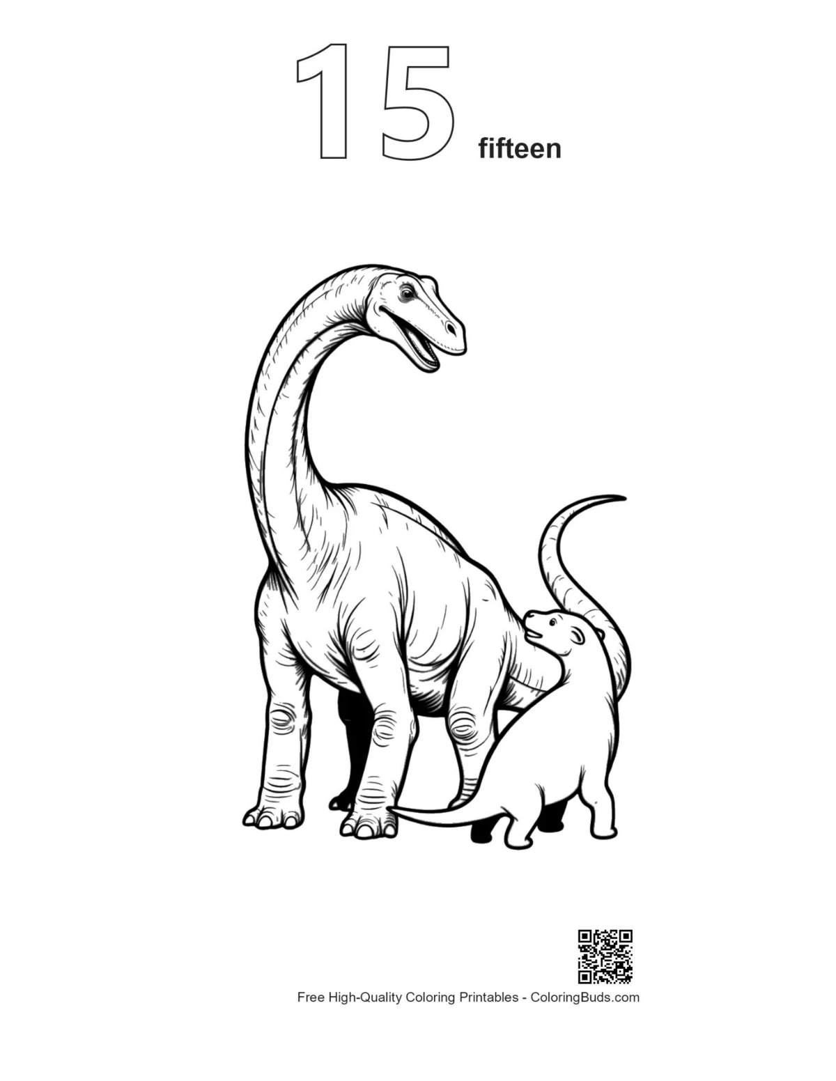 Outline Brachiosaurus mother baby printable #15
