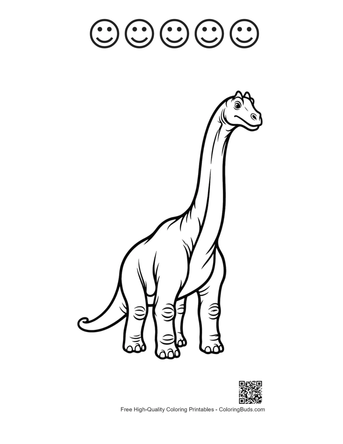 Brachiosaurus with 5 happy face outlines printable