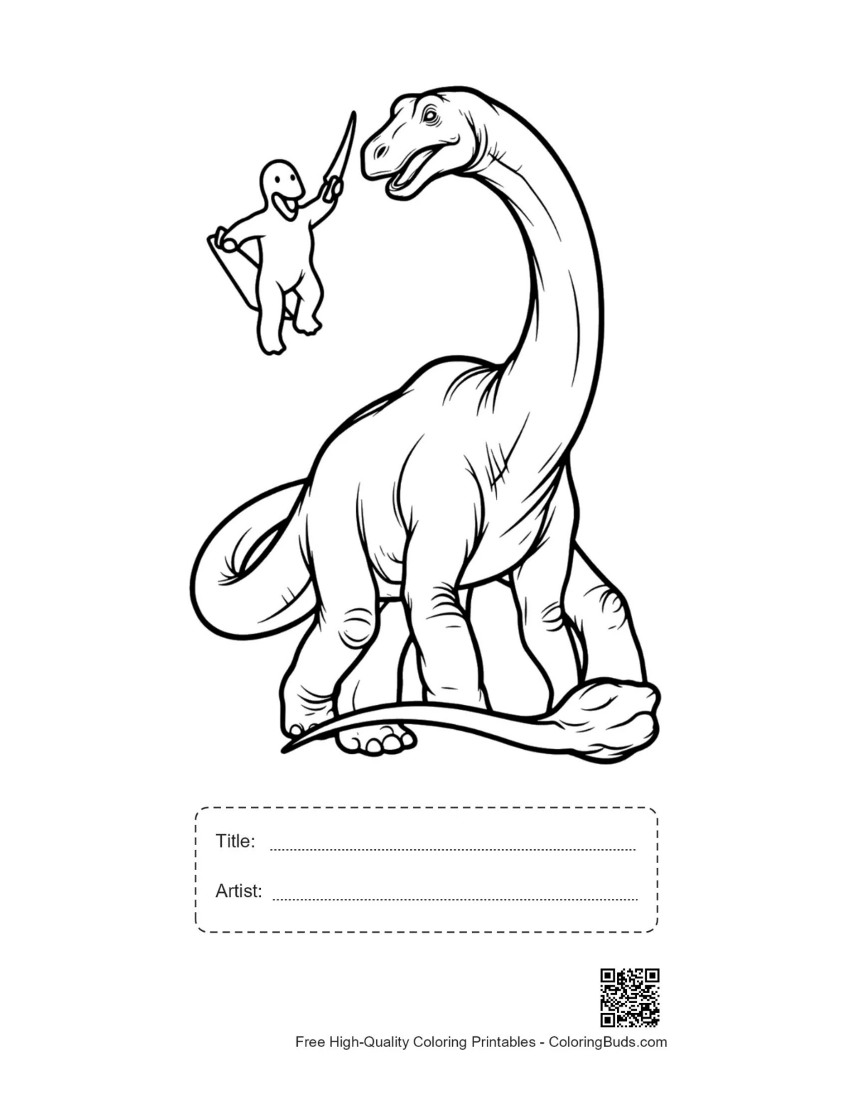 Diplodocus giggling printable with title artist box