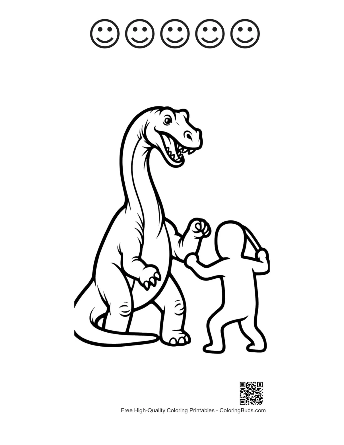 Diplodocus coloring with happy faces outlines