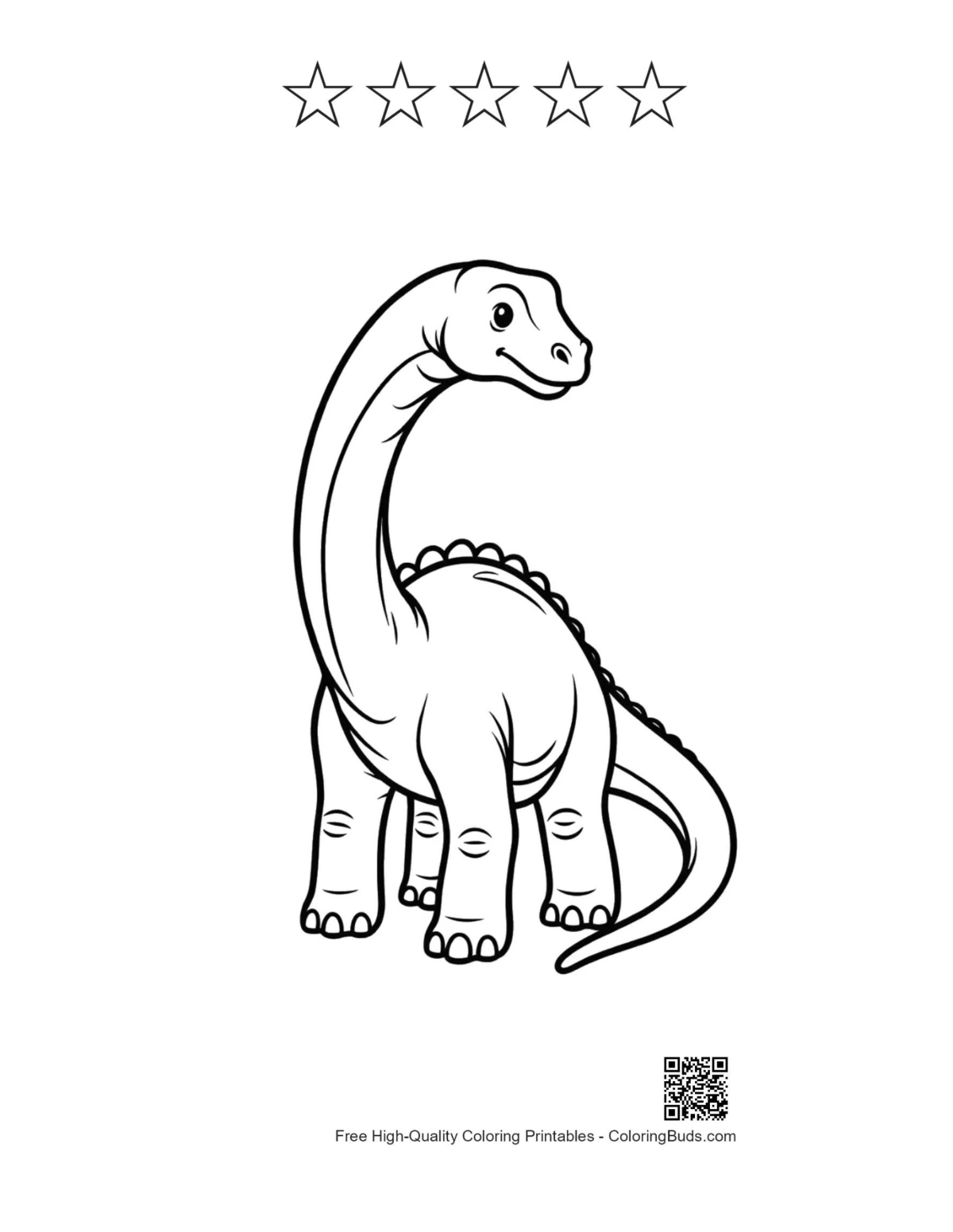 Diplodocus printable with 5 star outlines