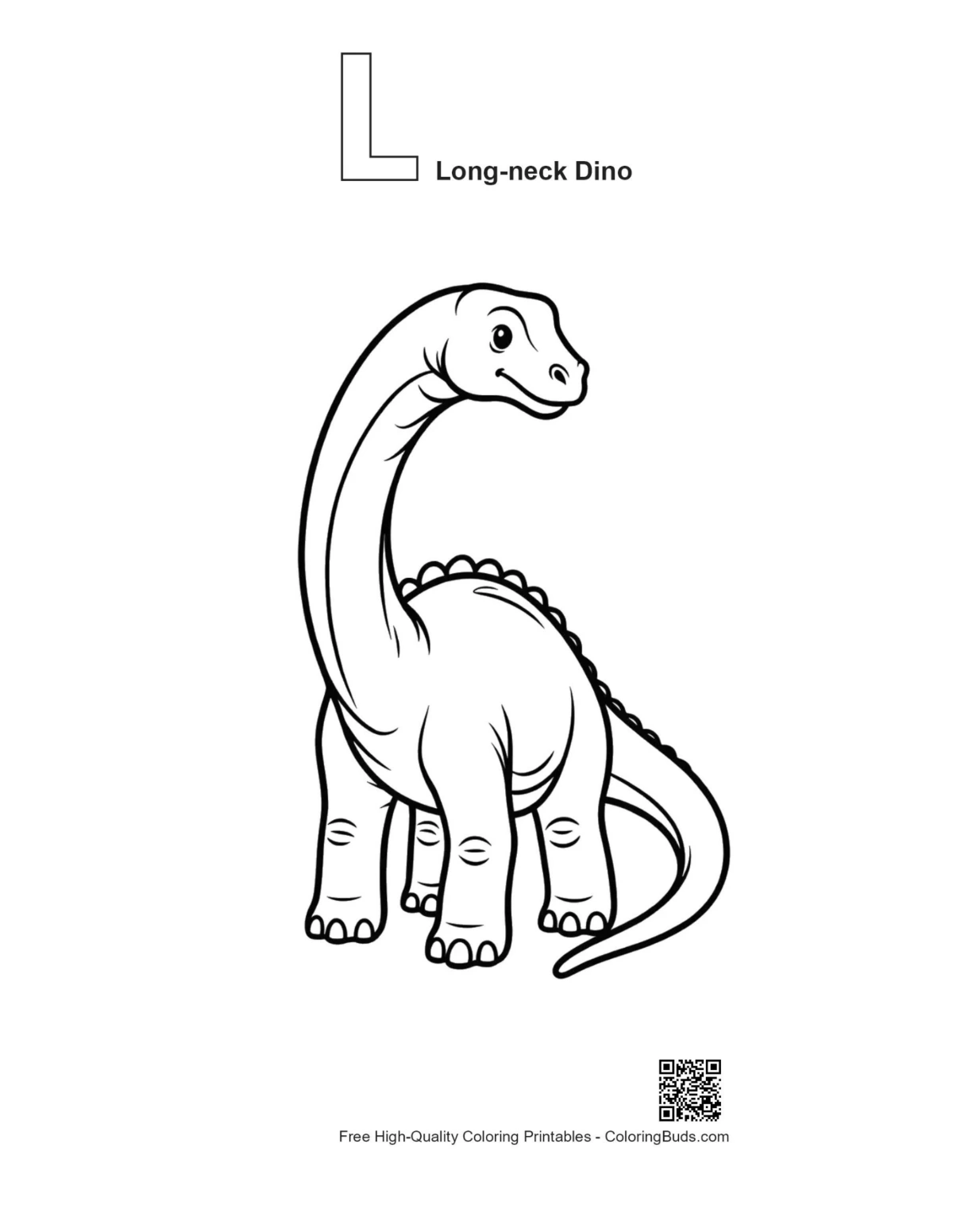 Long neck dino outline with alphabet L