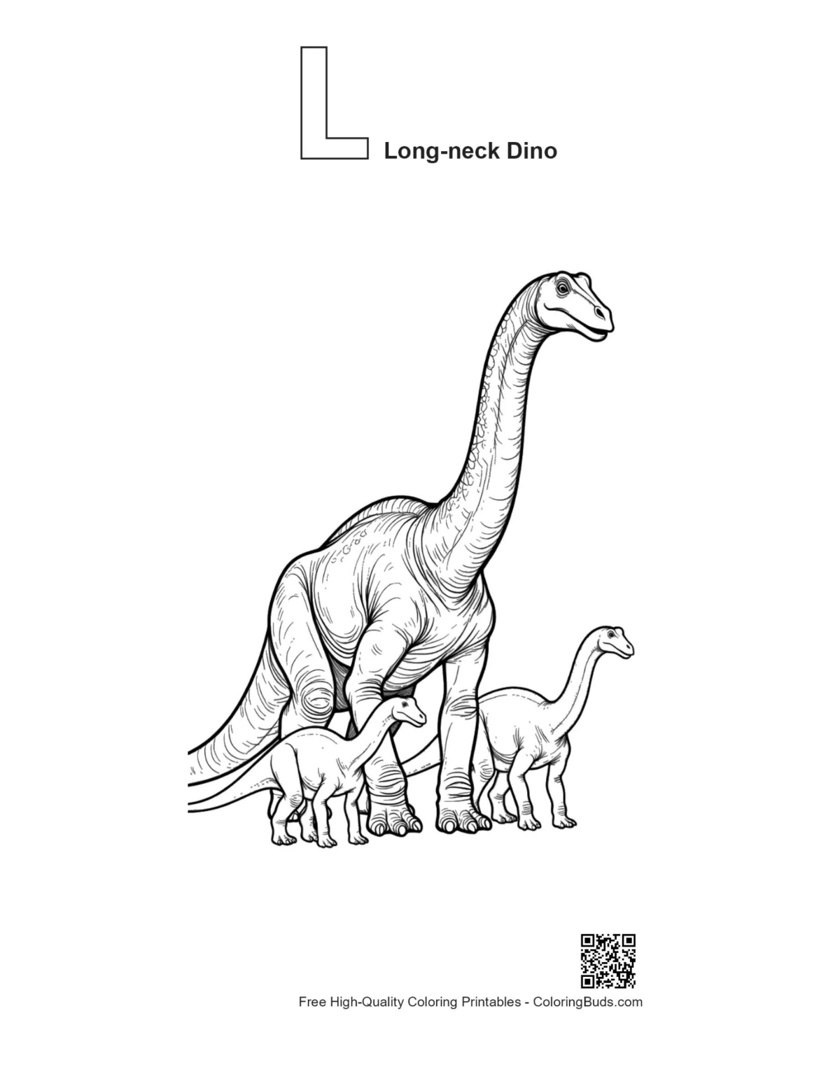 Outline of long-neck dino Brachiosaurus family with alphabet L